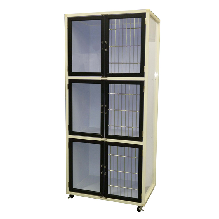 3段HOTEL犬舎 HWB-800G 間仕切り付き ブラック扉