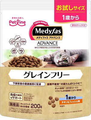 メディファス アドバンス グレインフリー 1歳から チキン&フィッシュ味 200g