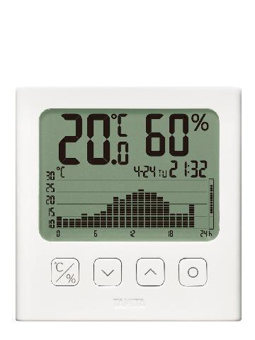 グラフ付 デジタル温湿度計 ホワイト