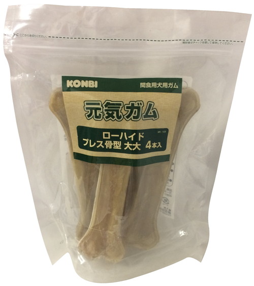 元気ガム ローハイド プレス骨型 大大 4本入（ 8インチ ）