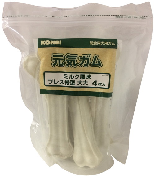 元気ガム ミルク風味 プレス骨型 大大 4本入（ 8インチ ）