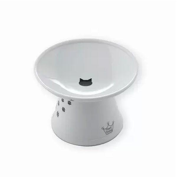 ハッピーダイニング 脚付フードボウル 浅広口タイプ シリコン付き 猫柄