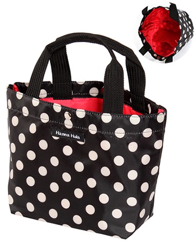 ハンナフラ お散歩 バッグ ミニトート バッグ ポルカブラック