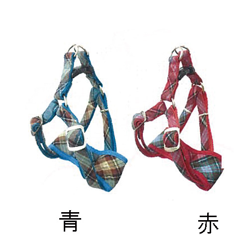 マイスター クッション ハーネス ラメ チェック M/L/LL レッド/ブルー （ Mサイズ レッド ）