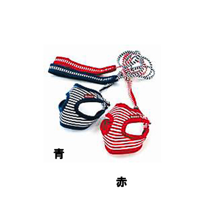 マイスター ソフティ ハーネス リード シンプル ボーダー 3S/SS レッド/ブルー （ 3Sサイズ レッド ）