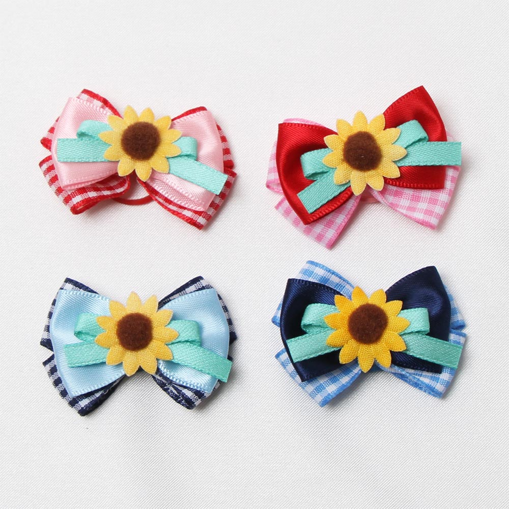 ギンガム ひまわり リボン 50個