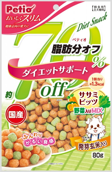 おいしくスリム 脂肪分70％オフ ササミ ビッツ 野菜入り ミックス 80g