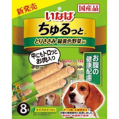 INABA ちゅるっと とりささみ 緑黄色野菜入り お腹の健康配慮 8本