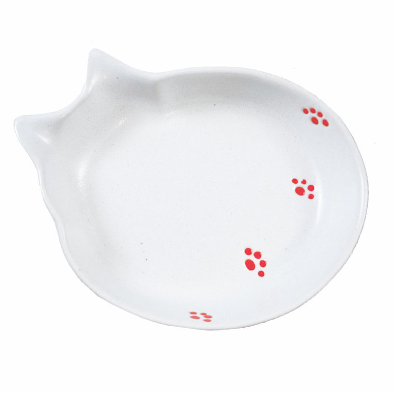 猫用食器 猫の耳 足跡柄