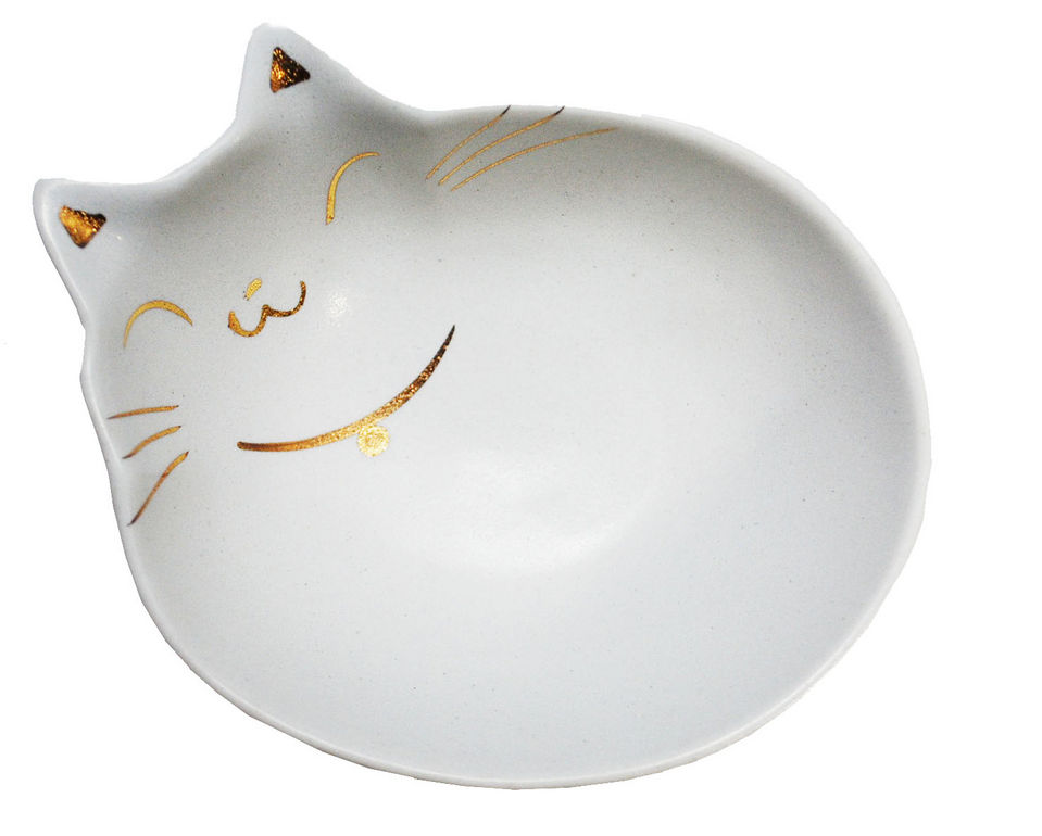 猫用食器 猫の耳 深皿 白