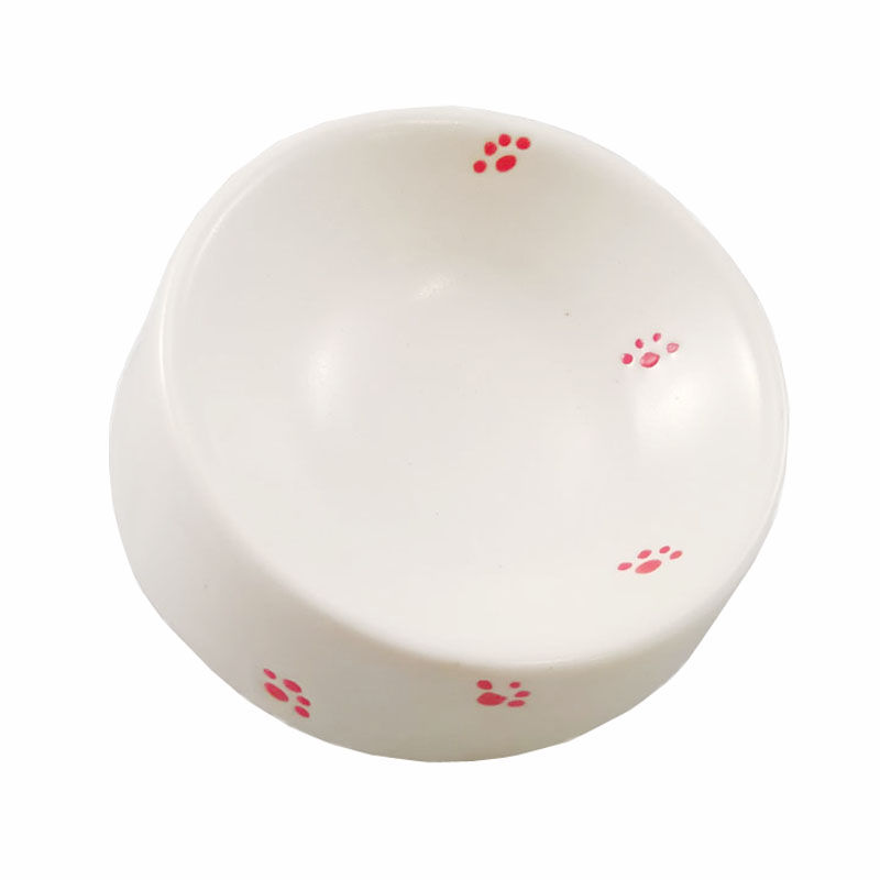 猫用食器 猫の耳 Mタイプ 足跡柄