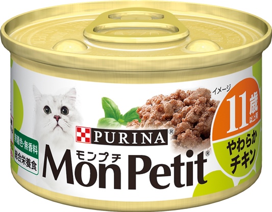 モンプチ　缶　11歳以上用やわらかチキン 85g