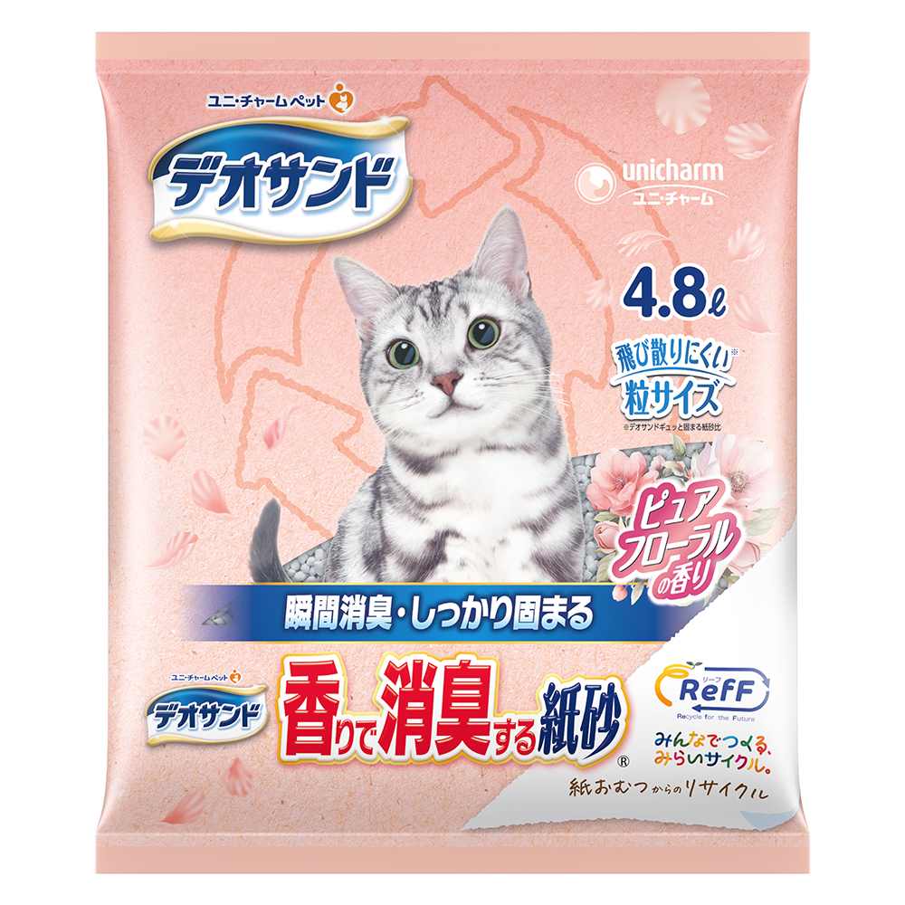 デオサンド 香りで消臭する紙砂 RefF ピュアフローラルの香り 4.8L