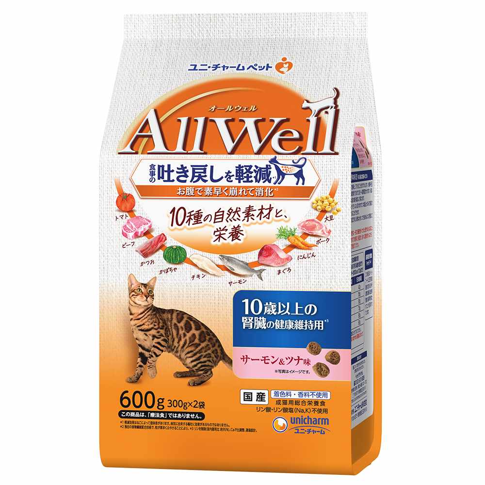 AllWell10種の自然素材10歳以上の腎臓の健康維持用サーモン＆ツナ味 600g