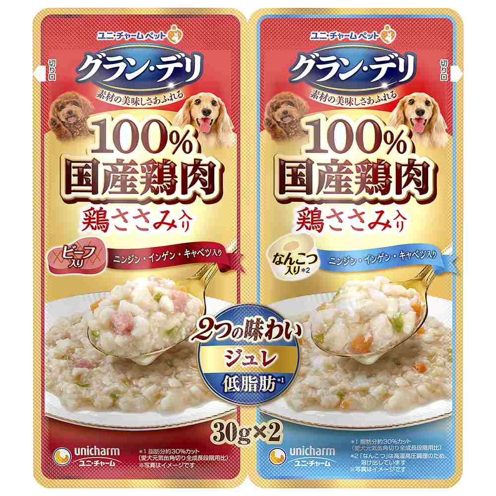グラン･デリ 2つの味わいパウチジュレ成犬用ビーフ&軟骨 30g×2