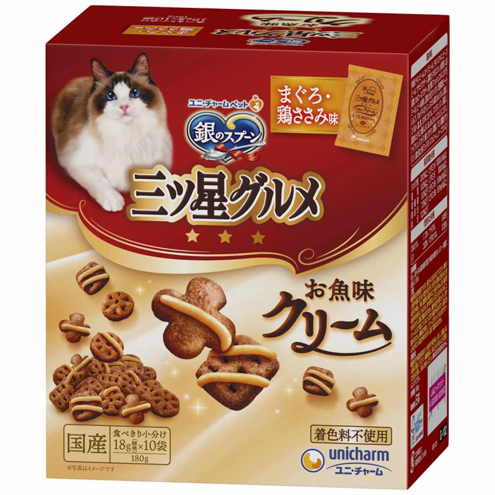 【3月31日終売予定】銀のスプーン　三ツ星グルメ お魚味クリーム　まぐろ･鶏ささみ味 180g