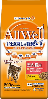 AllWell 室内猫用 チキン味 挽き小魚とささみ フリーズドライパウダー入り 800g