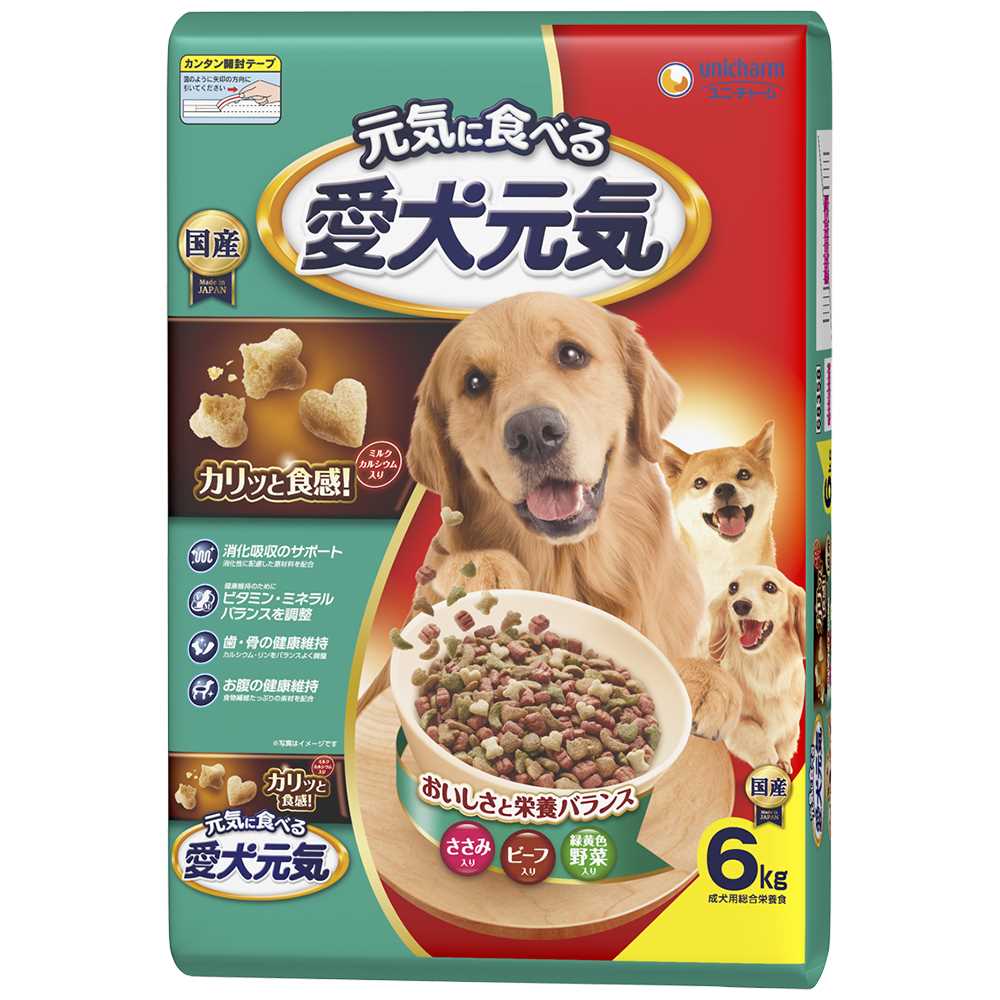 愛犬元気 ささみ･ビーフ･緑黄色野菜入り 6kg