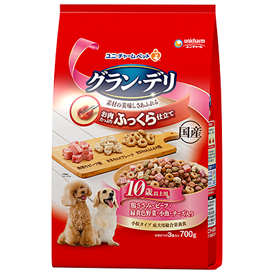 グラン・デリ ふっくら仕立て 10歳以上用 鶏ささみ・ビーフ・緑黄色野菜・小魚・チーズ角切り・ビーフ粒入り 700g/1.6kg （ 700g ）