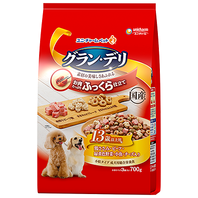 グラン・デリ ふっくら仕立て 13歳以上用 鶏ささみ・ビーフ・緑黄色野菜・小魚・チーズ・角切りビーフ粒入り 700g/1.6kg （ 700g ）