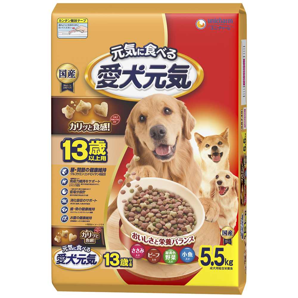 愛犬元気 13歳以上用ささみ･ビーフ･緑黄色野菜･小魚入り 5.5kg