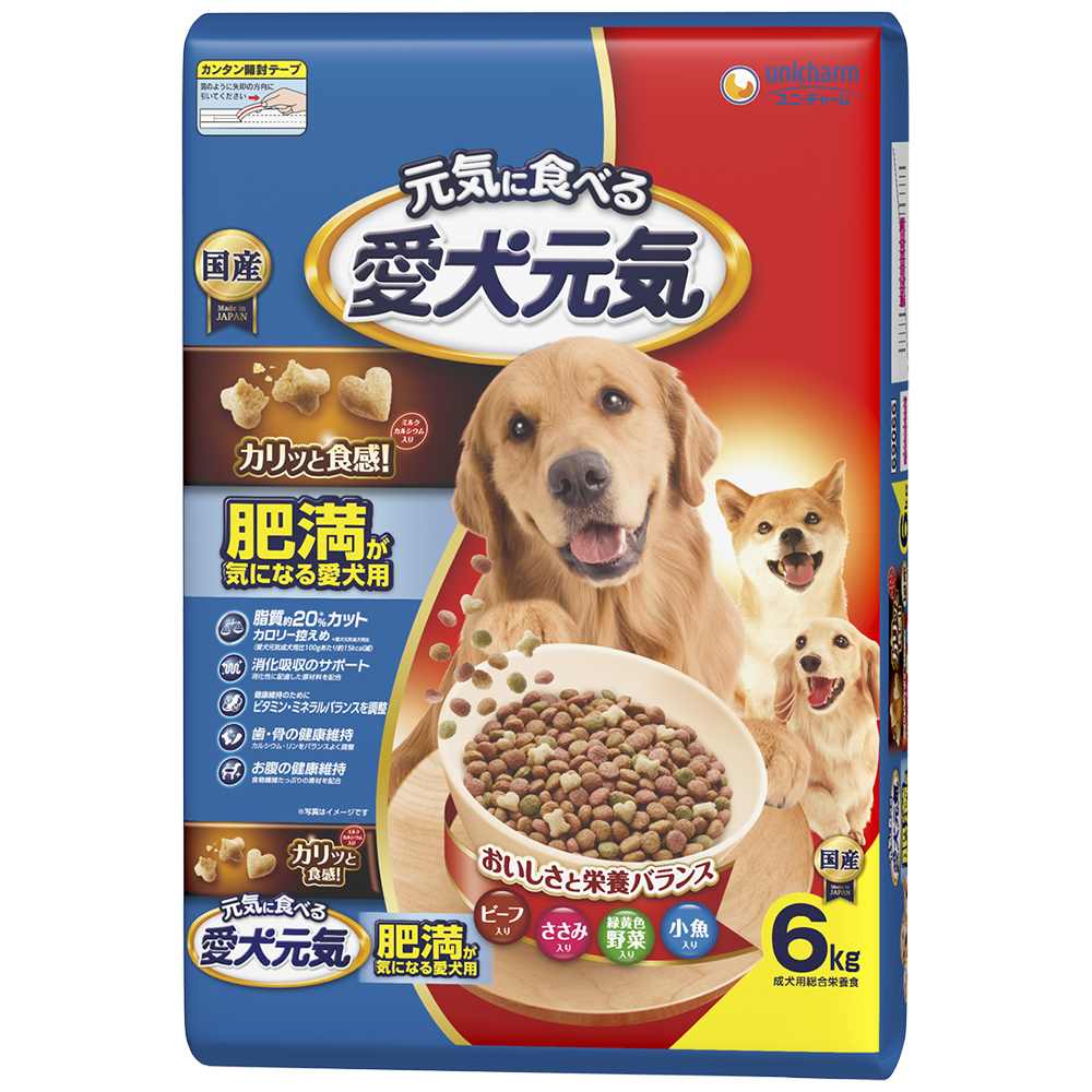 愛犬元気 肥満が気になる愛犬用ビーフ･ささみ･緑黄色野菜･小魚入り 6kg