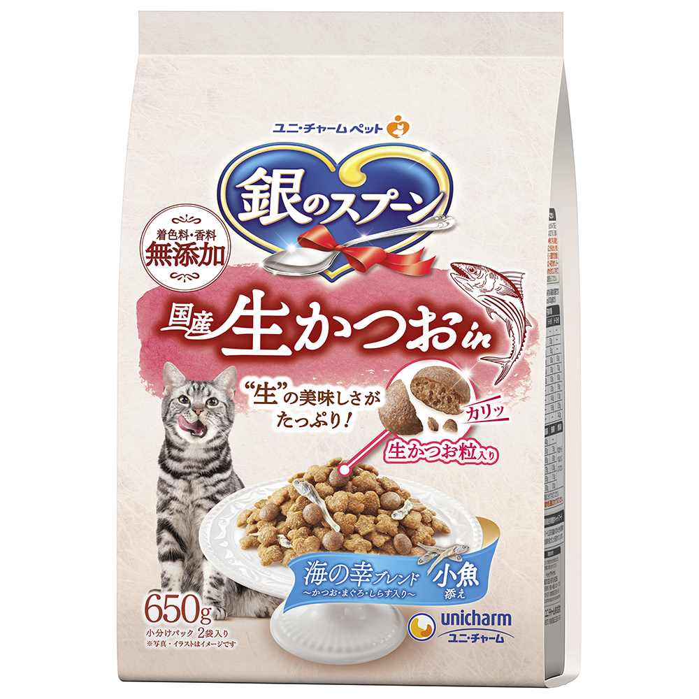 【3月31日終売予定】銀のスプーン 国産生かつおin　海の幸ブレンド　小魚添え 650g