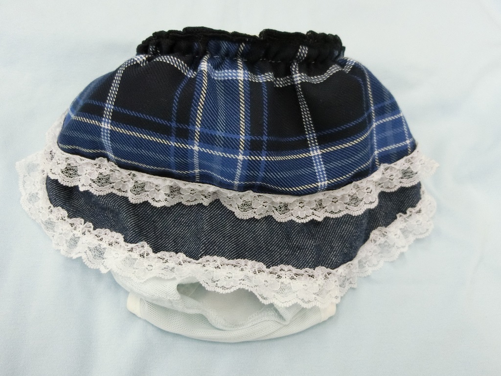 マナーパンツ チェックブルー女子