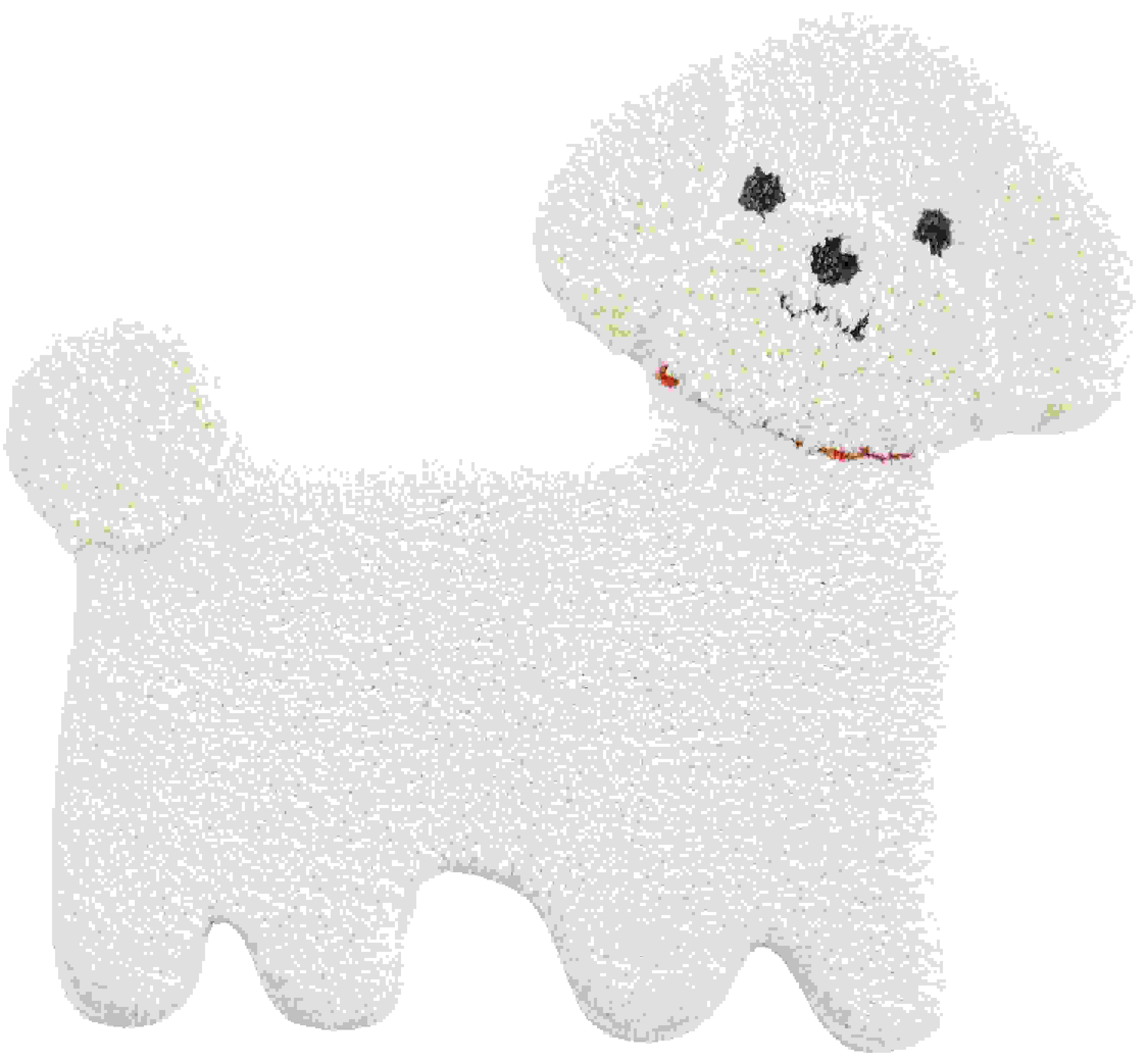 ルックス ファンディットアニマル　ホワイトプードル　洗えるマット 約50×54㎝　ホワイト