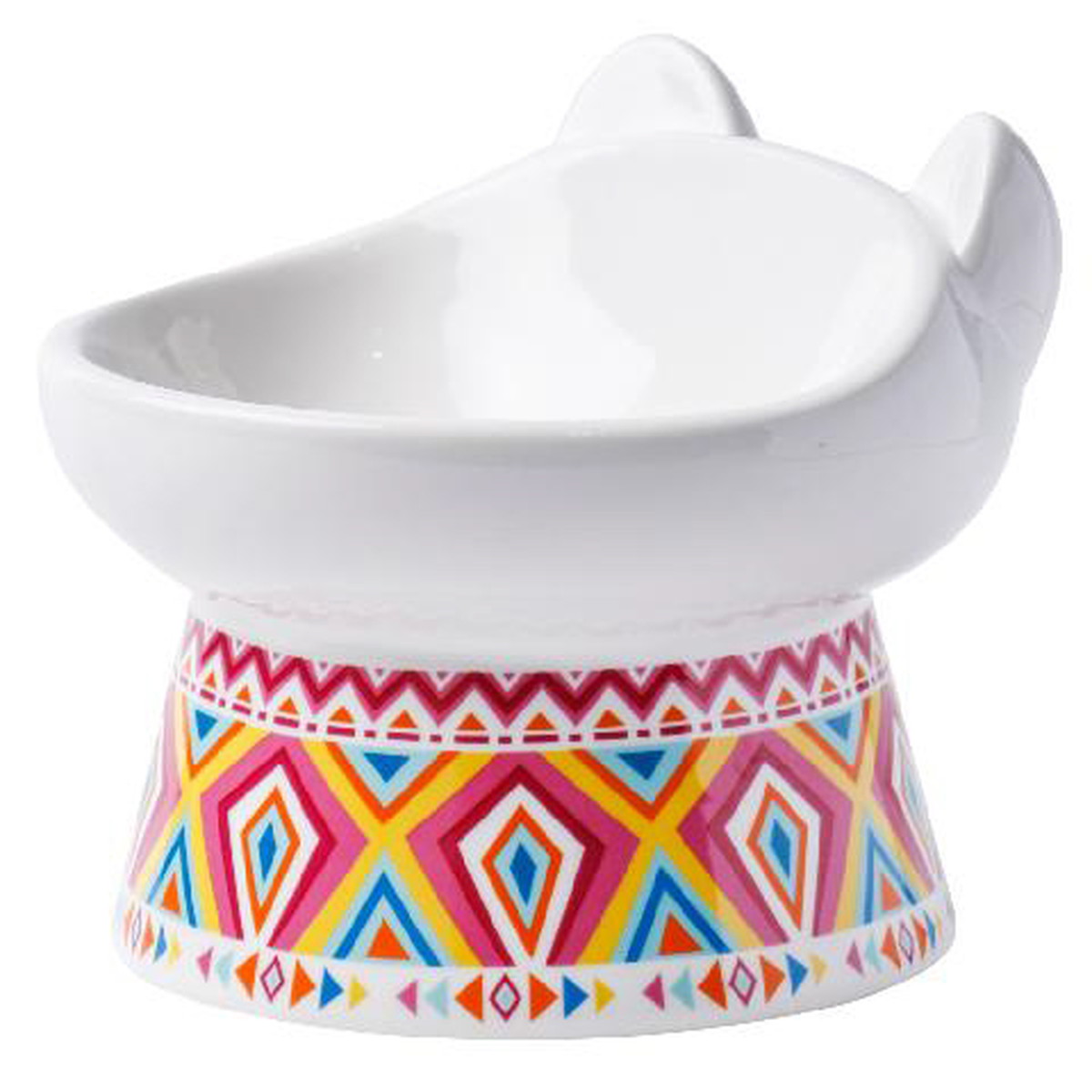 Petifam 猫型フードボウル ボヘミア レッド/ブルー （レッド）