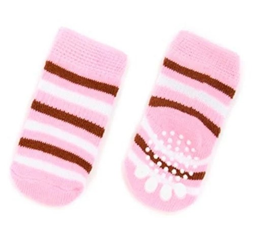 ブリリアントボーダーソックス M レッド ピンク