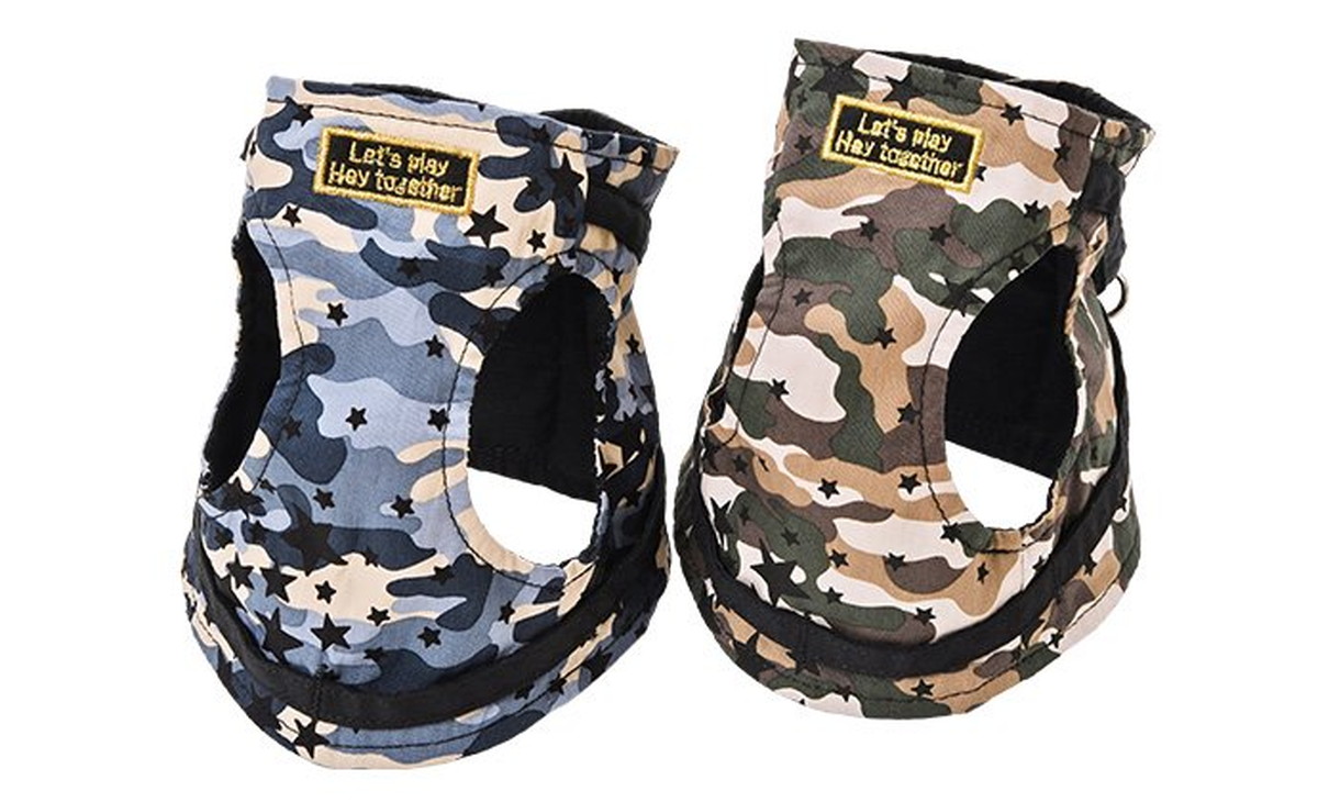 Dog Amo.k ハーネス 星 と 迷彩 各サイズ カーキ/グレー （ 0号 カーキ ）