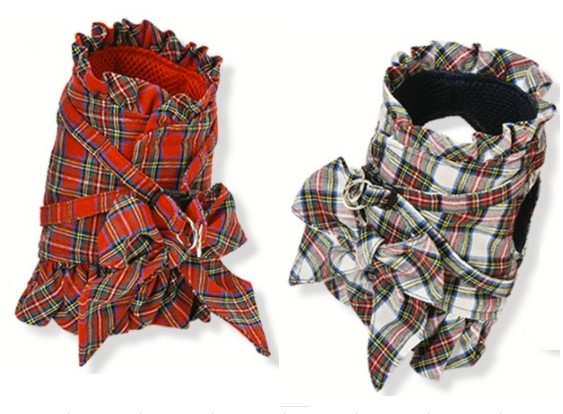 Dog Amo.k ハーネス リボン チェック 3号 レッド