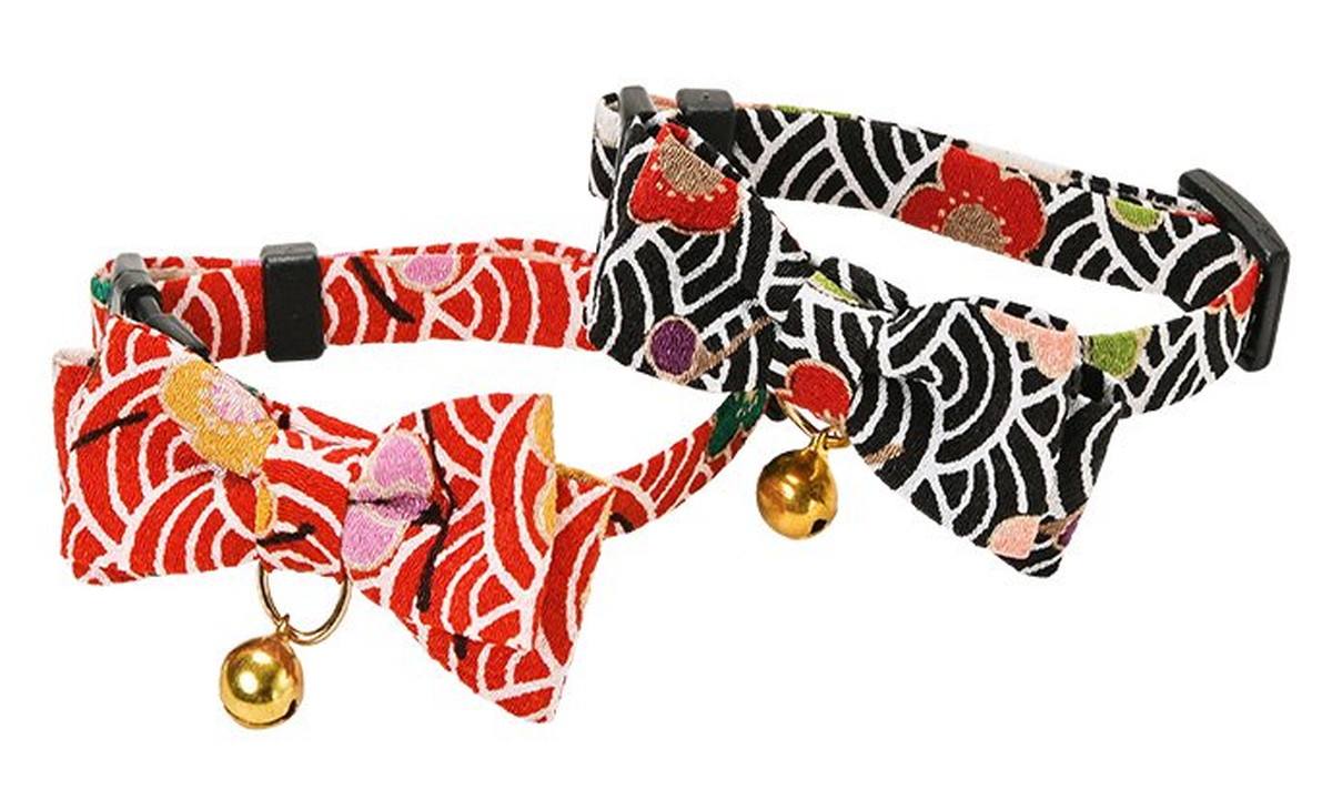 Cat Amo.k カラー 青海波梅 リボン S/M レッド/ブラック （ S レッド ）