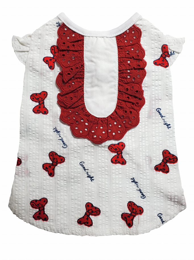 紅色Uフリル オフ白 SS/S/M/L/DM