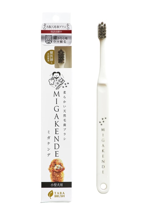 柔らかい天然毛歯ブラシ ミガケンデ 小型犬用 確かな心地 ウマ植毛 確かな磨き心地 1本