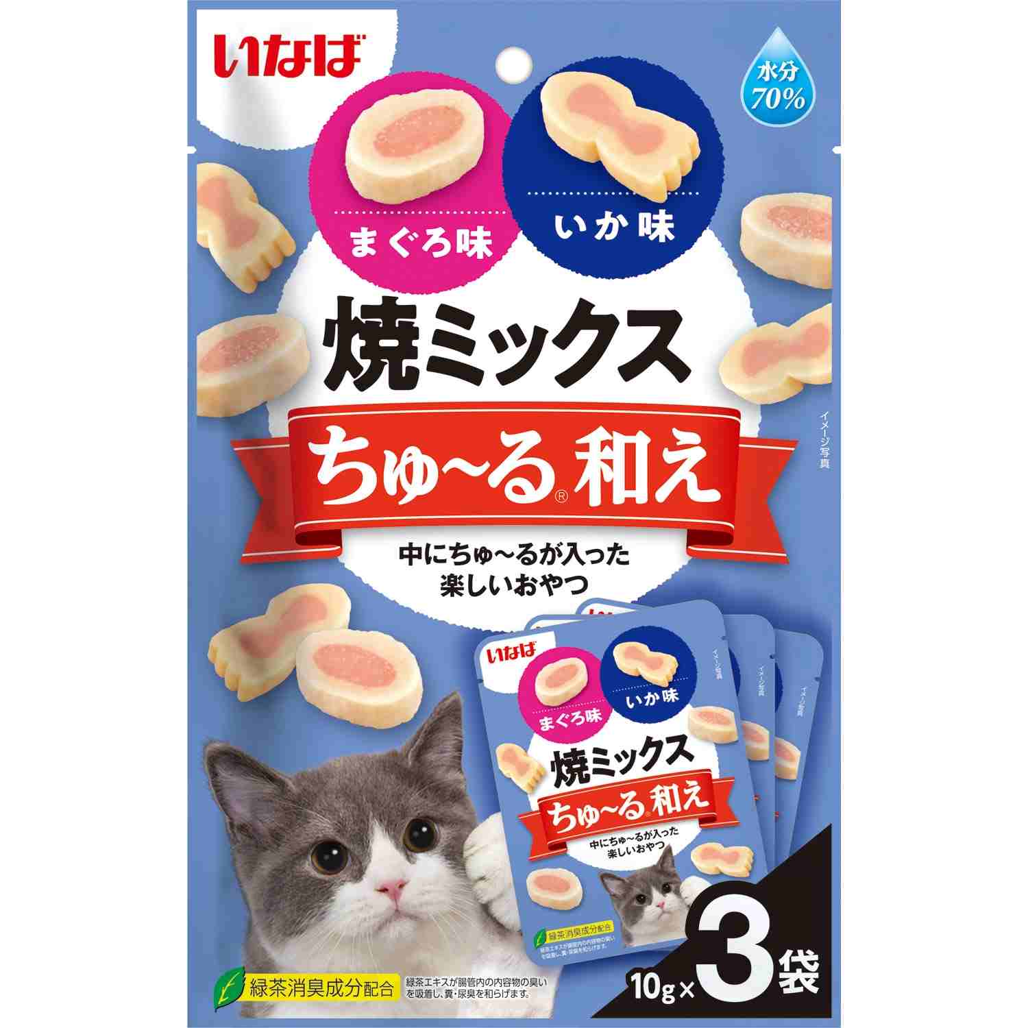焼ミックスちゅ～る和え まぐろ味といか味 10g×3袋