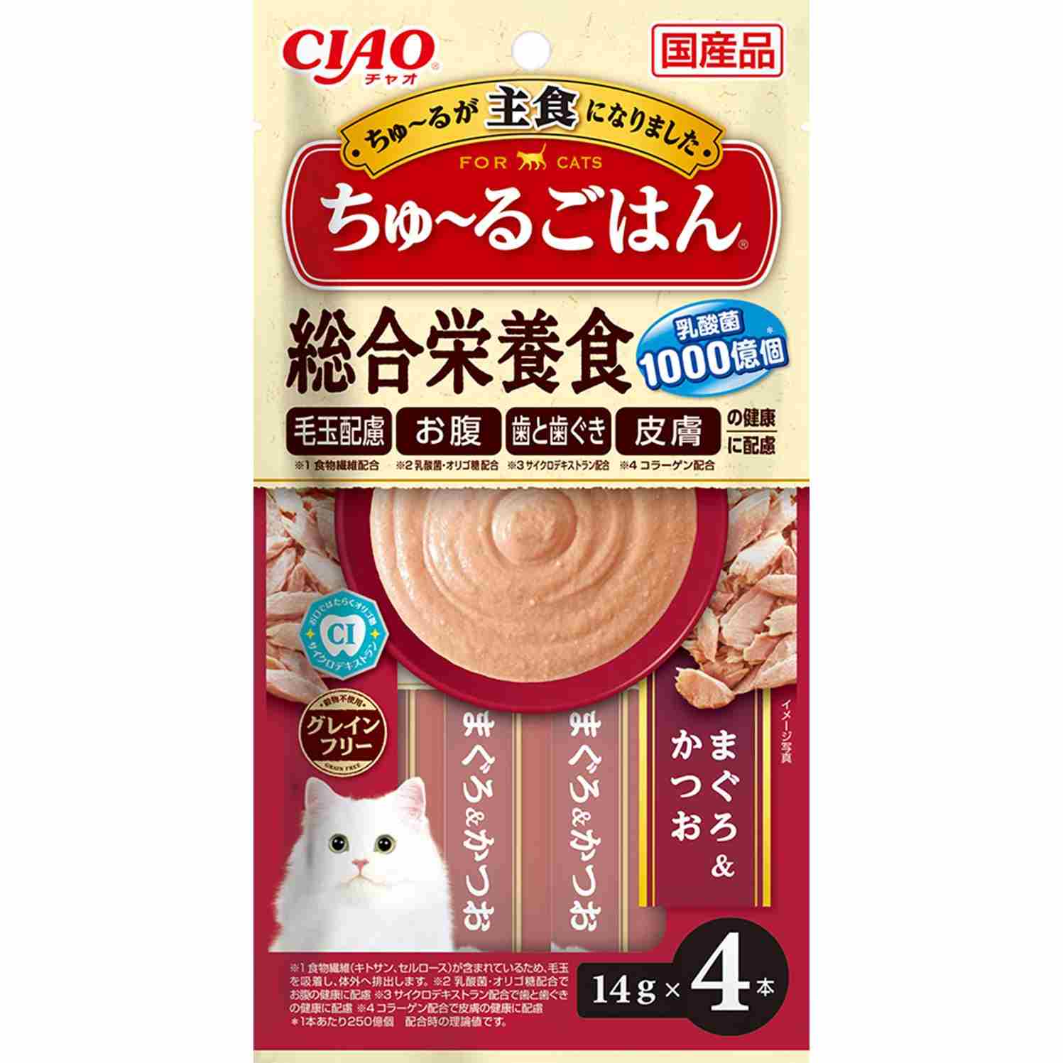ちゅーるごはん CIAO　ちゅーるごはん　まぐろ＆かつお 14g×4P