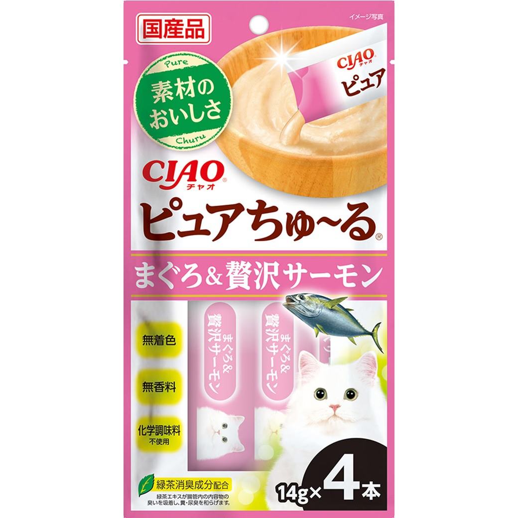 CIAO　ピュアちゅーる　まぐろ＆贅沢サーモン 14g×4P