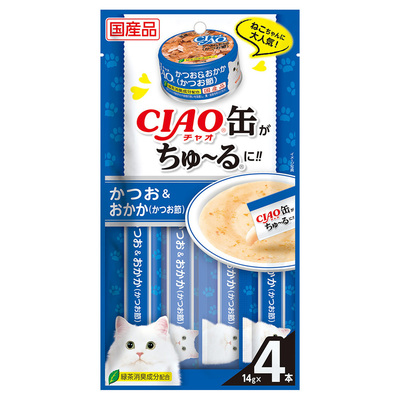 CIAO缶ちゅ～る かつお＆おかか（かつお節） 14g×4本
