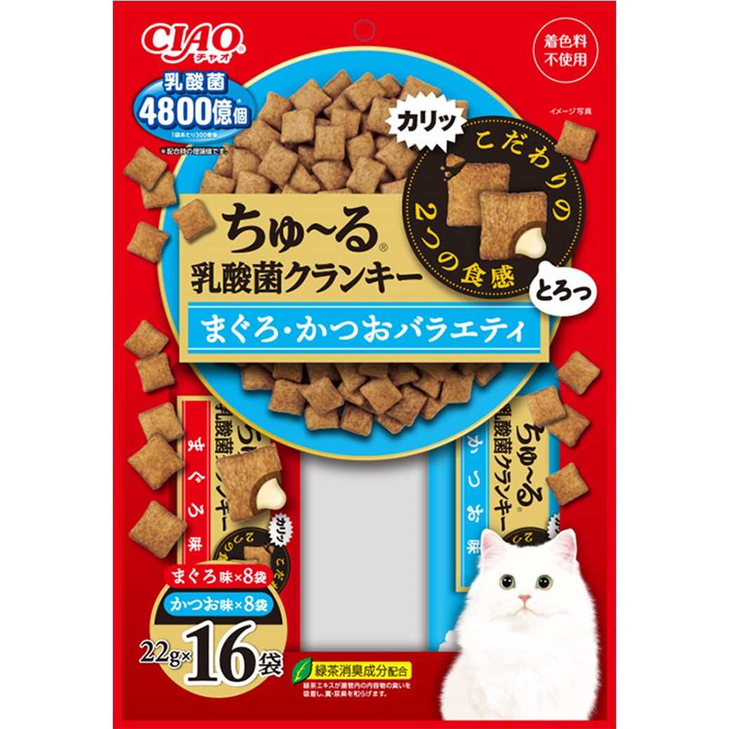 CIAO　ちゅーる乳酸菌クランキー　まぐろ・かつおバラエティ 22g×16P