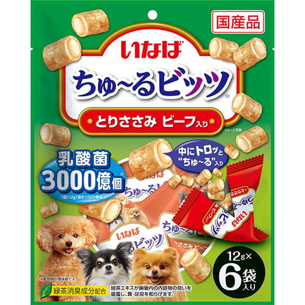ちゅ～るビッツ とりささみ　ビーフ入り 12g×6袋