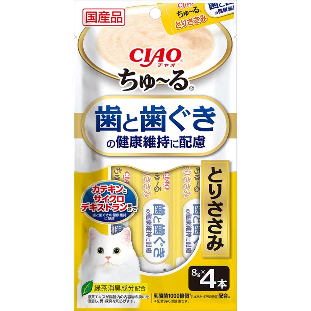 CIAO ちゅ～る 歯と歯ぐきの健康維持に配慮 とりささみ 8g×4袋