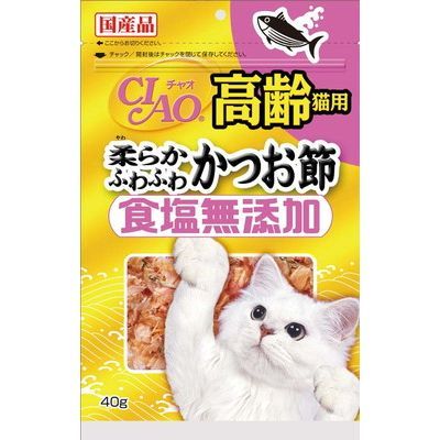 CIAO 食塩無添加 高齢猫用 柔らかふわふわ かつお節 40g