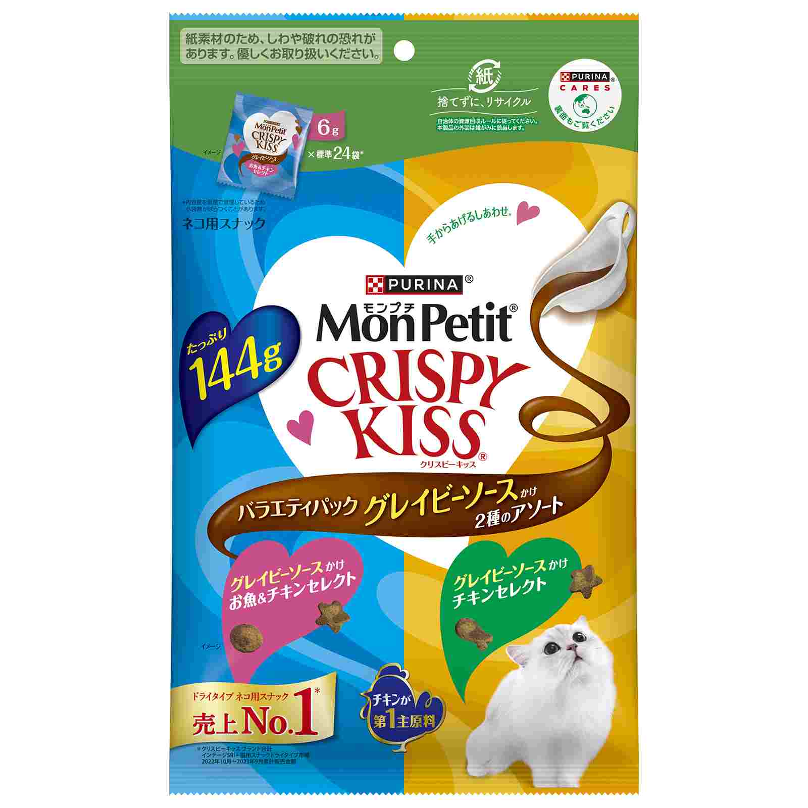 モンプチ　クリスピーキッス　バラエティパック　グレイビーソースかけ　2種のアソート　144g