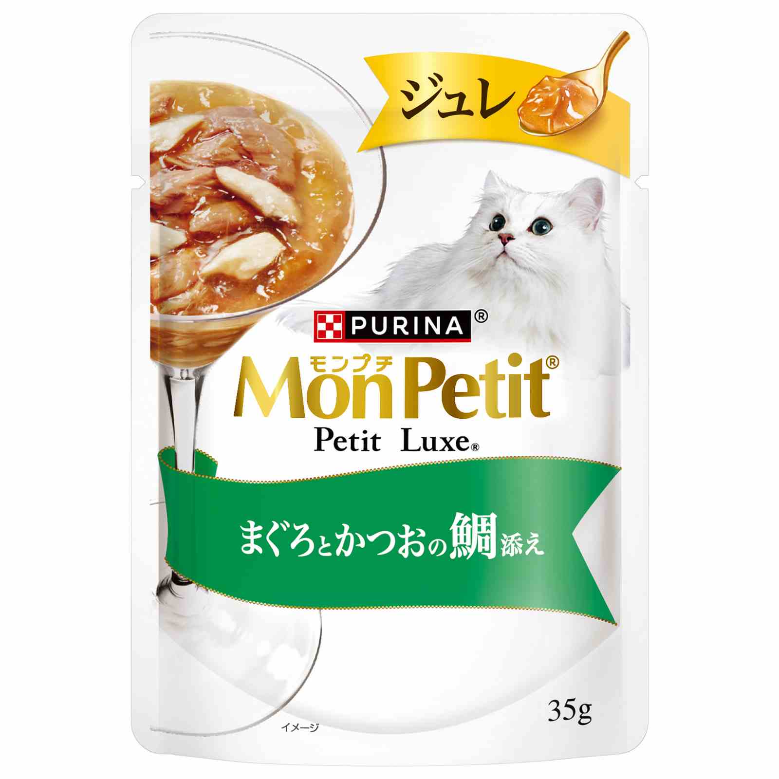 モンプチ　プチリュクス　ジュレ　まぐろとかつおの鯛添え 35g