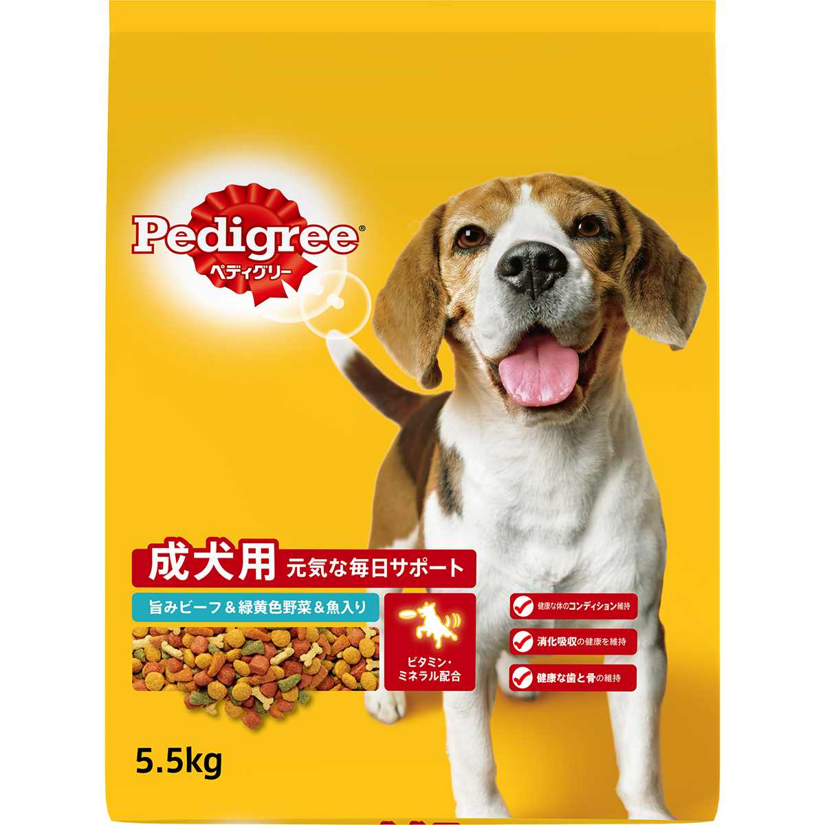ペディグリー 成犬用　旨みビーフ＆緑黄色野菜＆魚入り 5.5kg