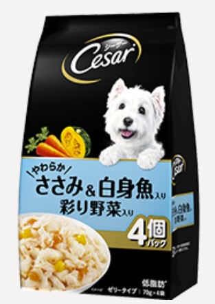 シーザー やわらかささみ&白身魚入り 彩り野菜入り 70g×4