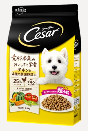 シーザードライ 超小粒 成犬用 チキンと4種の農園野菜入り 1.5kg