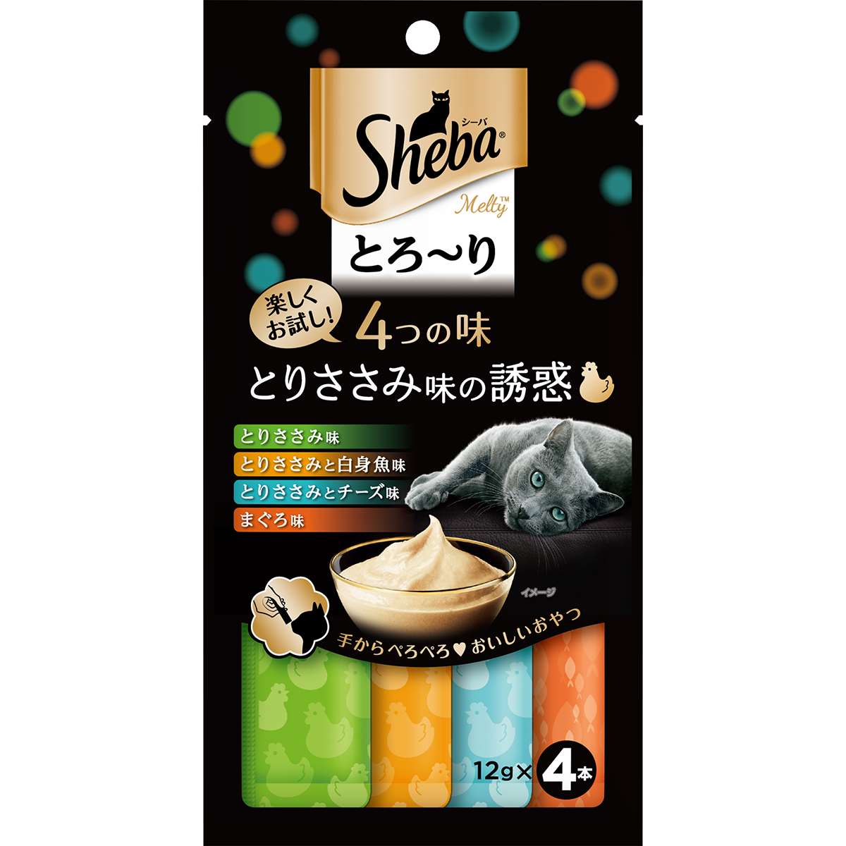 シーバとろ～りメルティ 4つの味　とりささみ味の誘惑 12g×4本